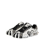 Dolce & Gabbana Black White Studded Low Top Sneakers Shoes MV7600-41