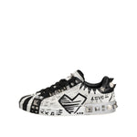 Dolce & Gabbana Black White Studded Low Top Sneakers Shoes MV7600-41