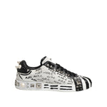 Dolce & Gabbana Black White Studded Low Top Sneakers Shoes MV7600-41