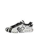 Dolce & Gabbana Black White Studded Low Top Sneakers Shoes MV7739-43