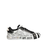 Dolce & Gabbana Black White Studded Low Top Sneakers Shoes MV7739-43