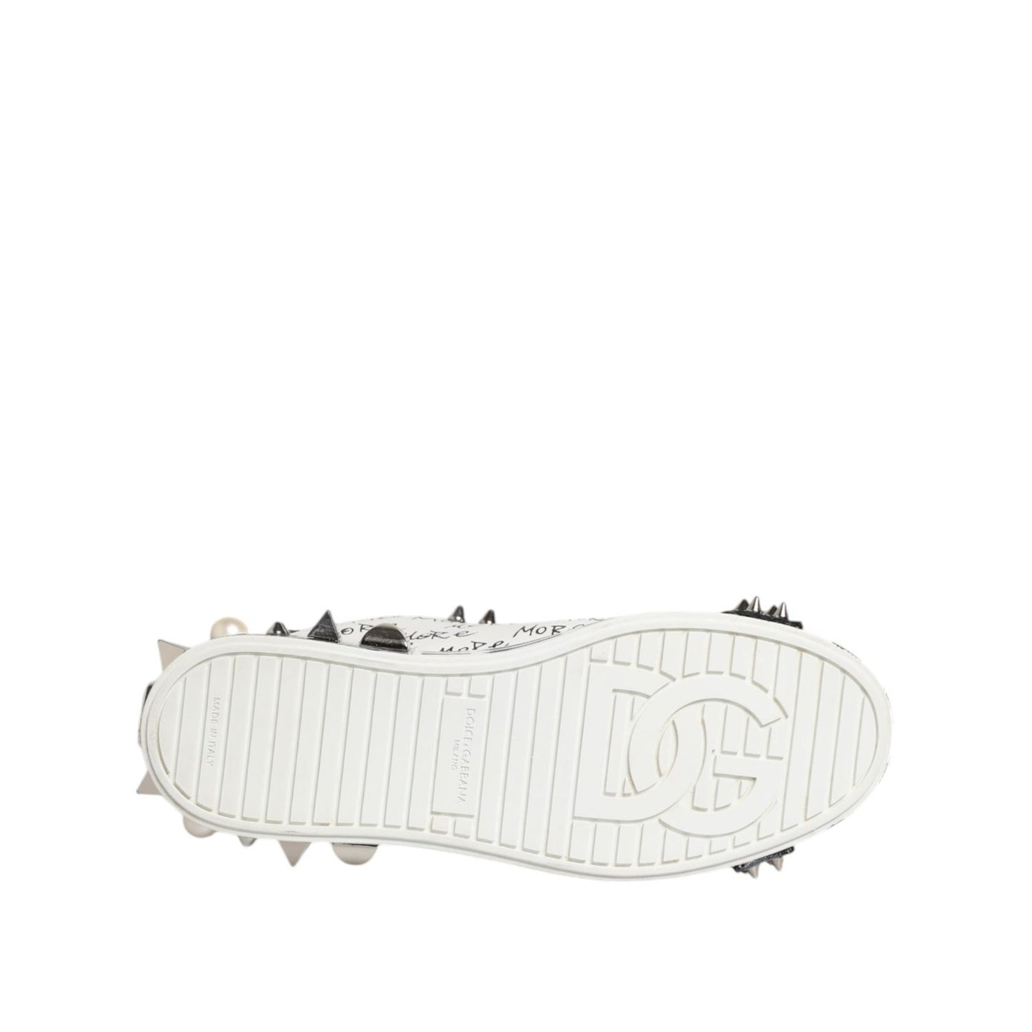 Dolce & Gabbana Black White Studded Low Top Sneakers Shoes MV7739-43