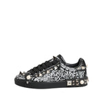 Dolce & Gabbana Black Portofino Stud Embellished Sneakers Shoes MV7747-41