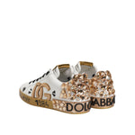 Dolce & Gabbana White Gold Crystal Portofino Sneakers Shoes MV7799-40.5