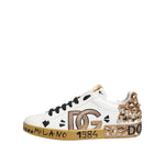 Dolce & Gabbana White Gold Crystal Portofino Sneakers Shoes MV7799-40.5