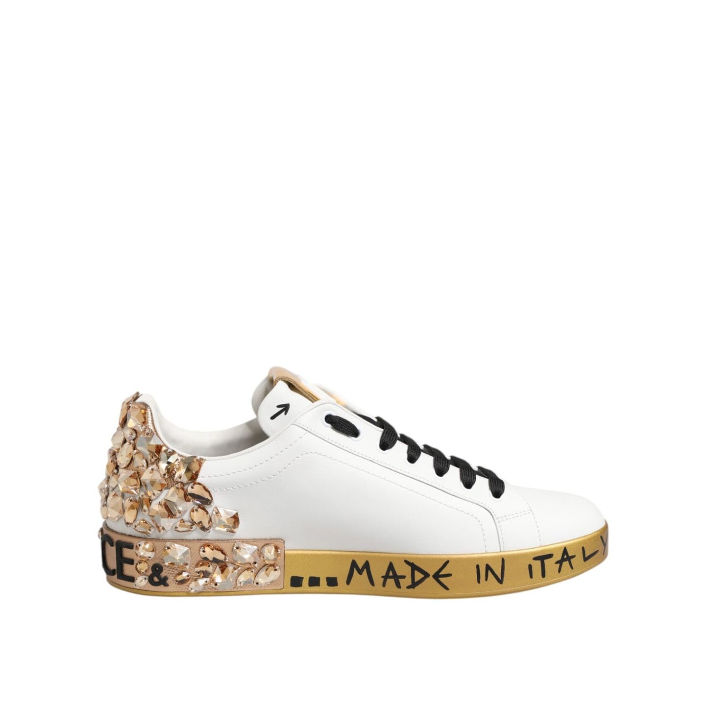Dolce & Gabbana White Gold Crystal Portofino Sneakers Shoes MV7799-40.5