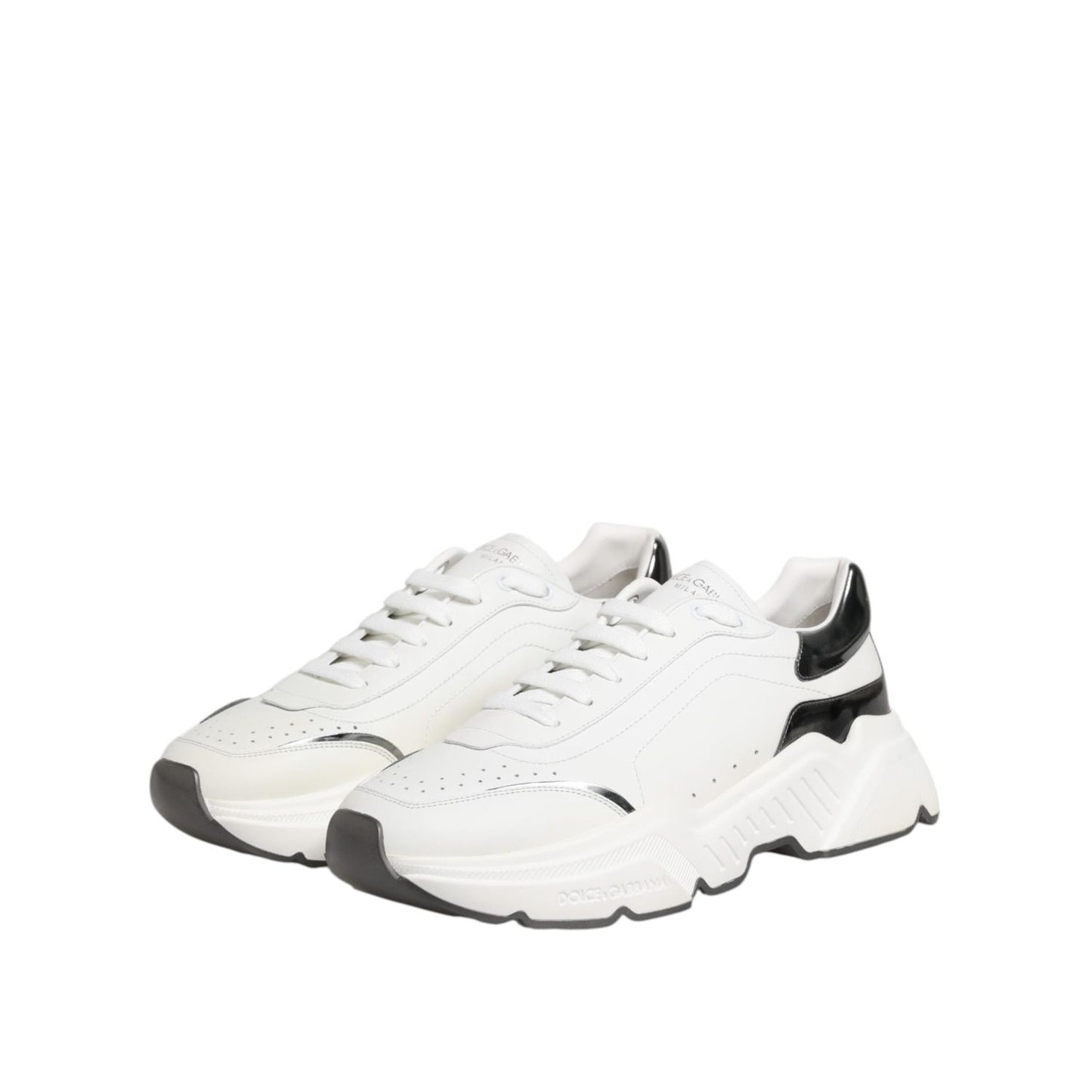 Dolce & Gabbana White Silver DAYMASTER Leather Sneakers Shoes MV7804-43