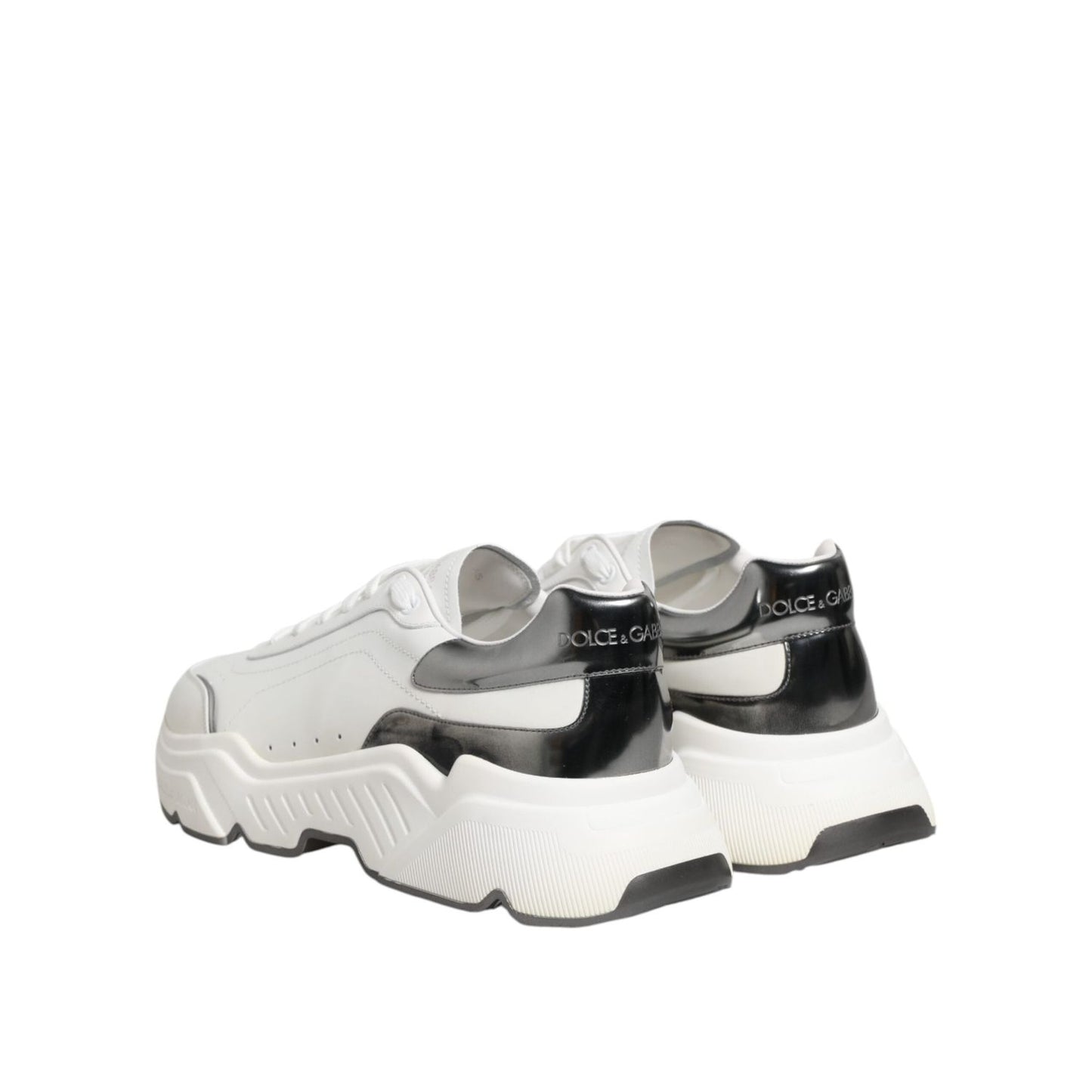 Dolce & Gabbana White Silver DAYMASTER Leather Sneakers Shoes MV7804-43