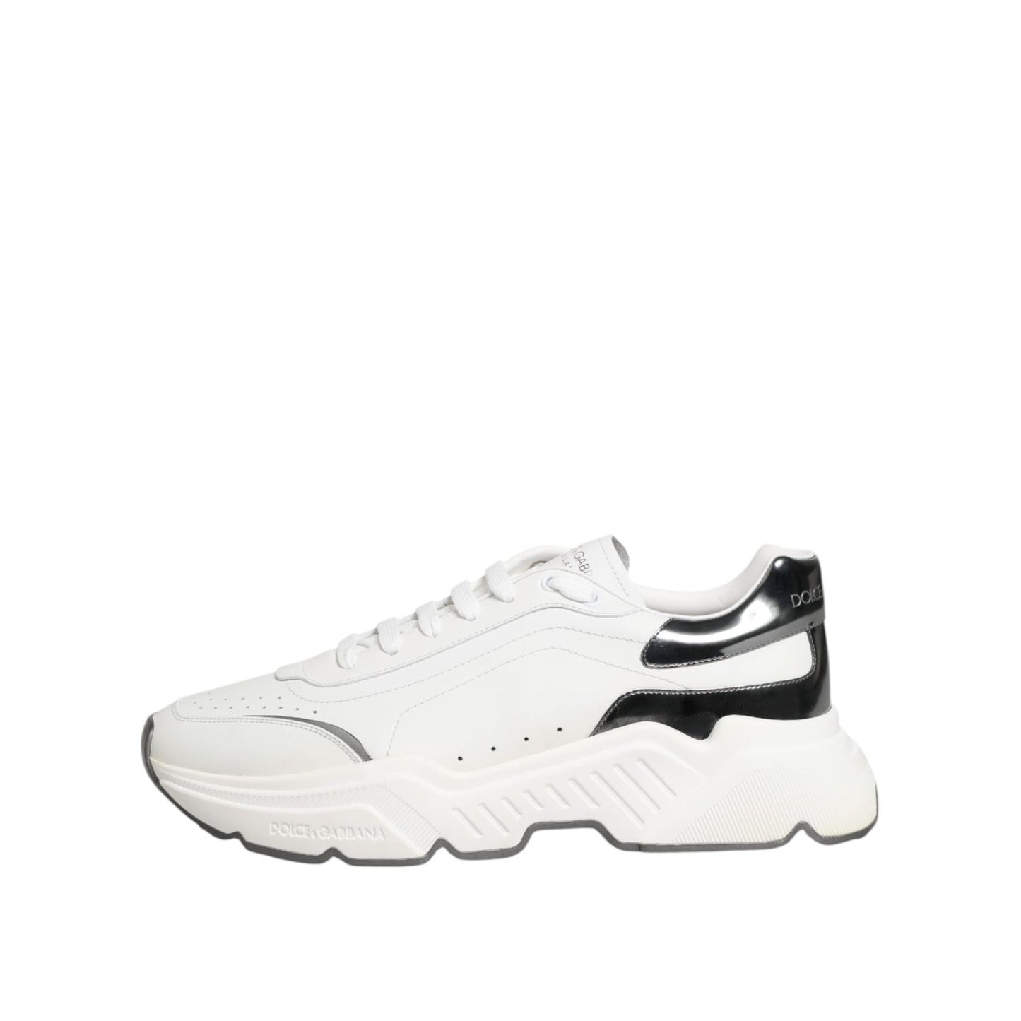 Dolce & Gabbana White Silver DAYMASTER Leather Sneakers Shoes MV7804-43