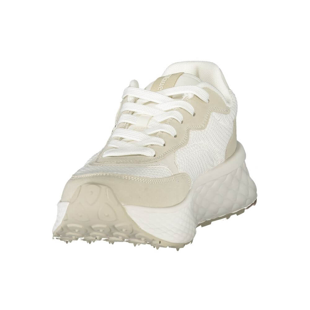 Blauer White Polyester Women Sneaker with comfortable removable footbed and iconic logo, pristine white and contrasting details.