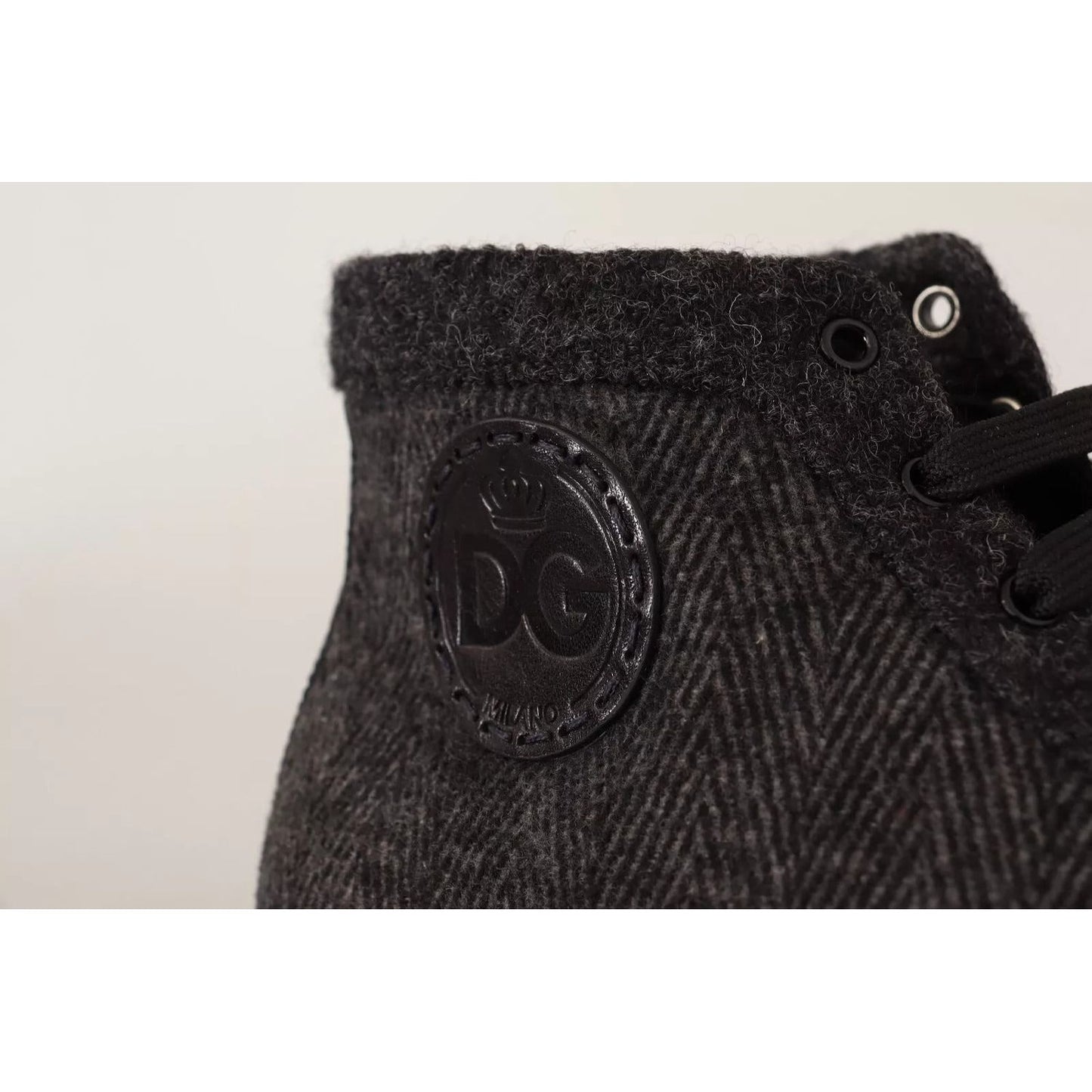 Dolce & Gabbana Gray Wool Cotton Casual High Top Sneakers