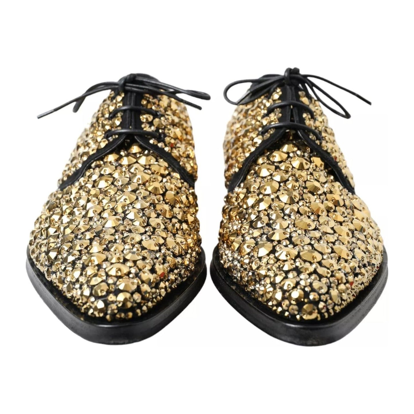 Dolce & Gabbana Black Gold Embellished Derby Shoes MV5158-43.5