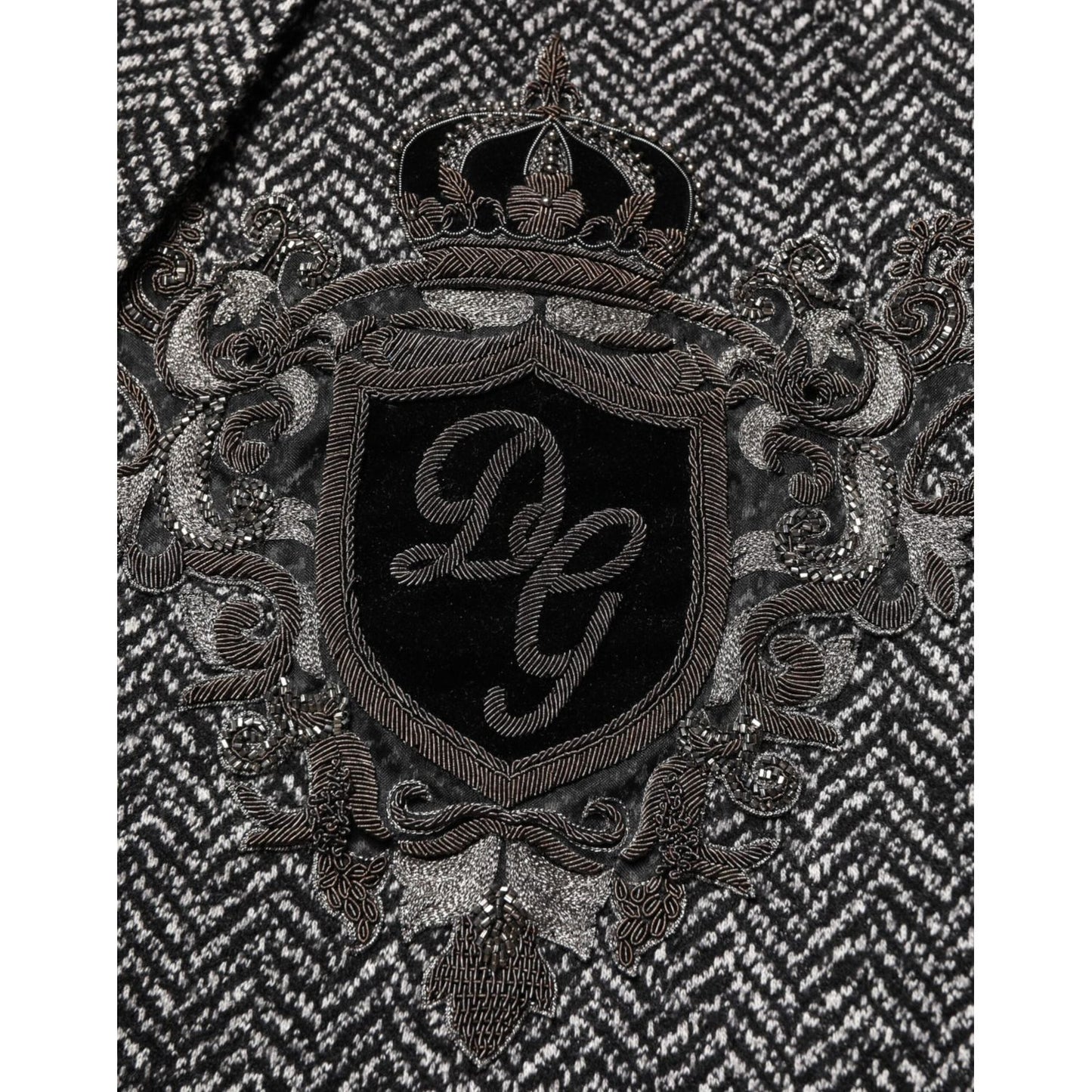 Dolce & Gabbana Black White Double Breasted Men Suit Blazer JKT41540-48