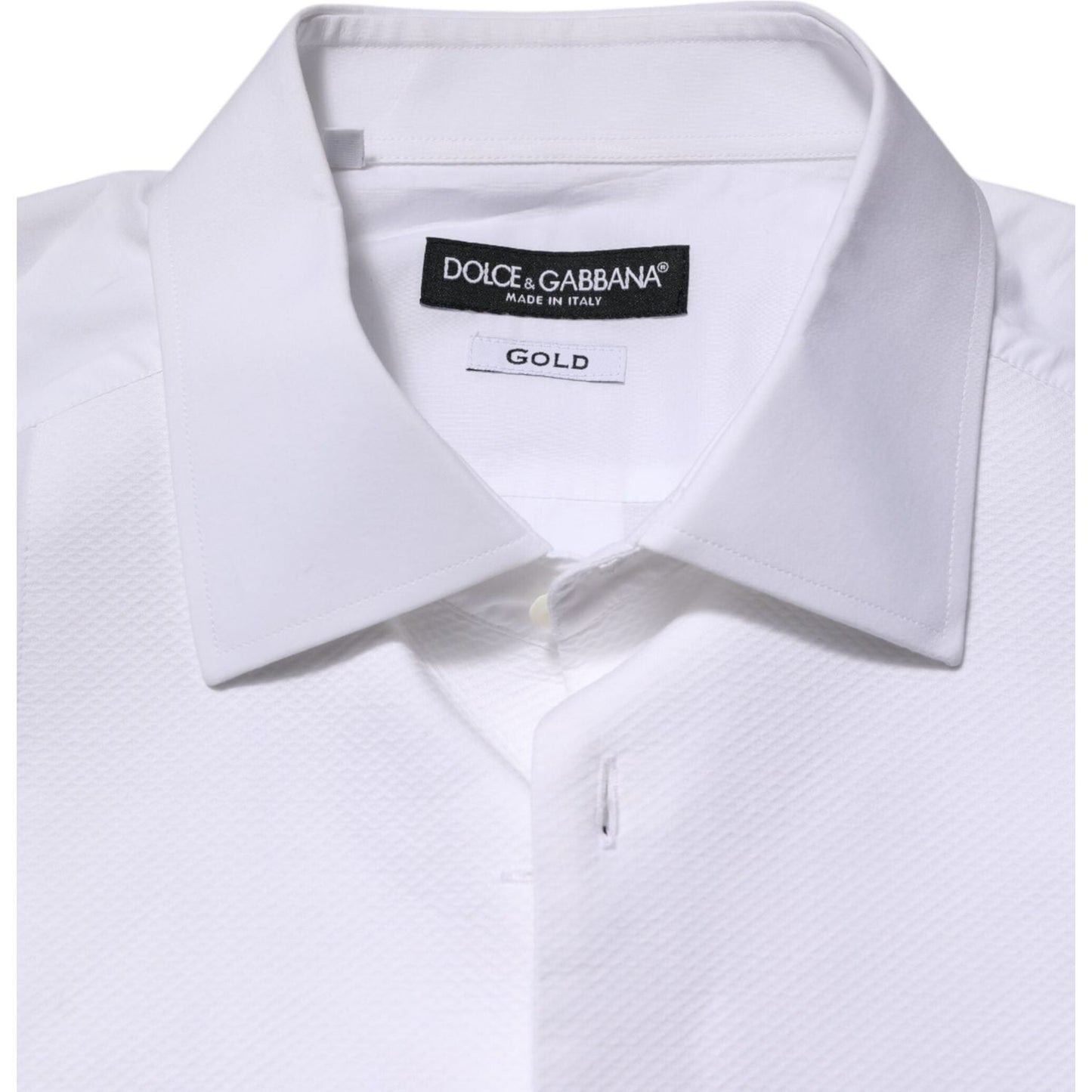 Dolce & Gabbana White Bib Cotton Poplin GOLD Men Formal Shirt TSH906800-41