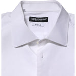 Dolce & Gabbana White Bib Cotton Poplin GOLD Men Formal Shirt TSH906800-41