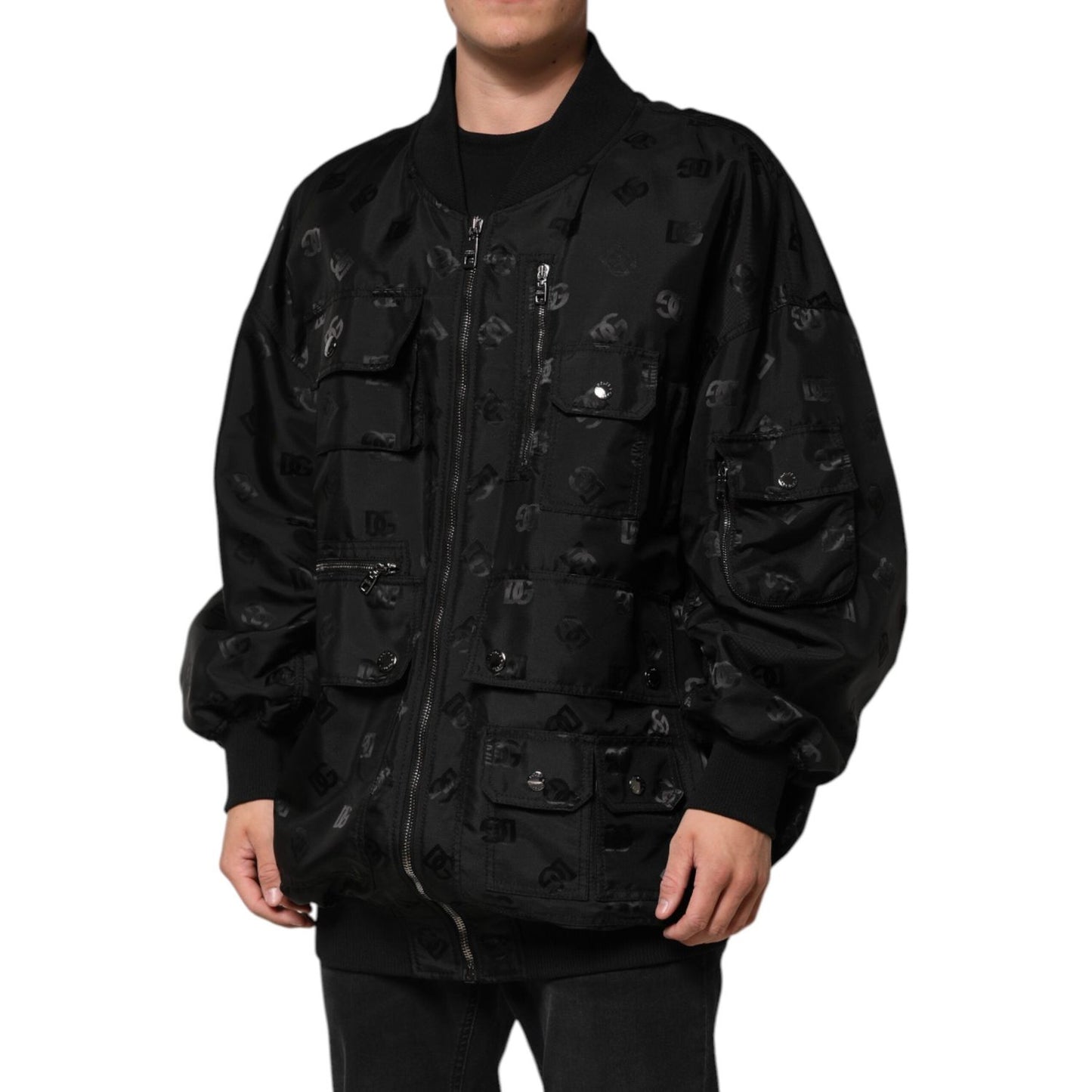 Dolce & Gabbana Black Cargo Windbraker Logo Mania Jacket JKT41521-58