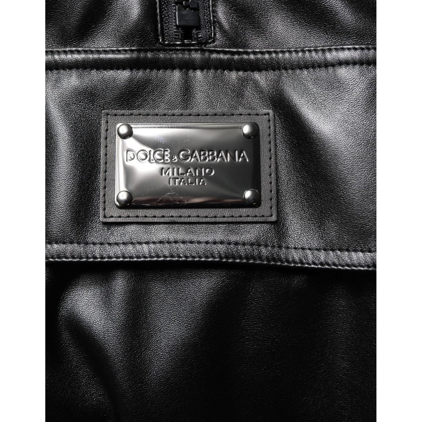 Dolce & Gabbana Black Polyester Logo Plaque Bomber Jacket JKT41527-48