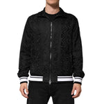 Dolce & Gabbana Black Jacquard Men Full Zip Bomber Sweater JKT41559-52