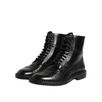Dolce & Gabbana Black Leather Lace Up Mid Calf Boots Shoes MV7374-41