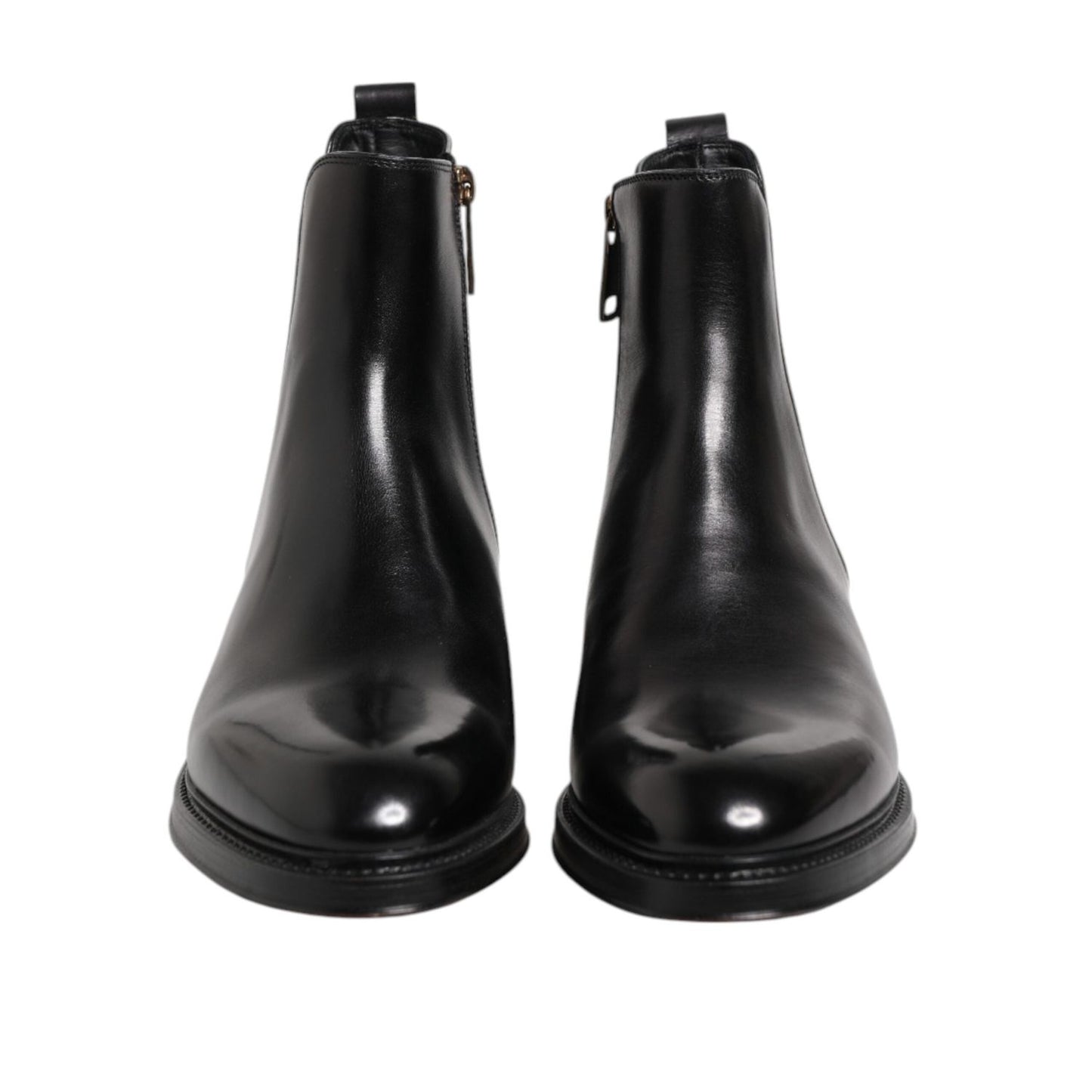 Dolce & Gabbana Black Chelsea Leather Mid Calf Boots Shoes MV7380-40