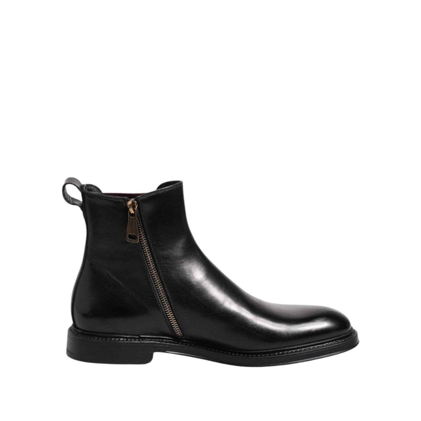 Dolce & Gabbana Black Chelsea Leather Mid Calf Boots Shoes MV7380-40