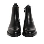 Dolce & Gabbana Black Chelsea Leather Mid Calf Boots Shoes MV7676-39