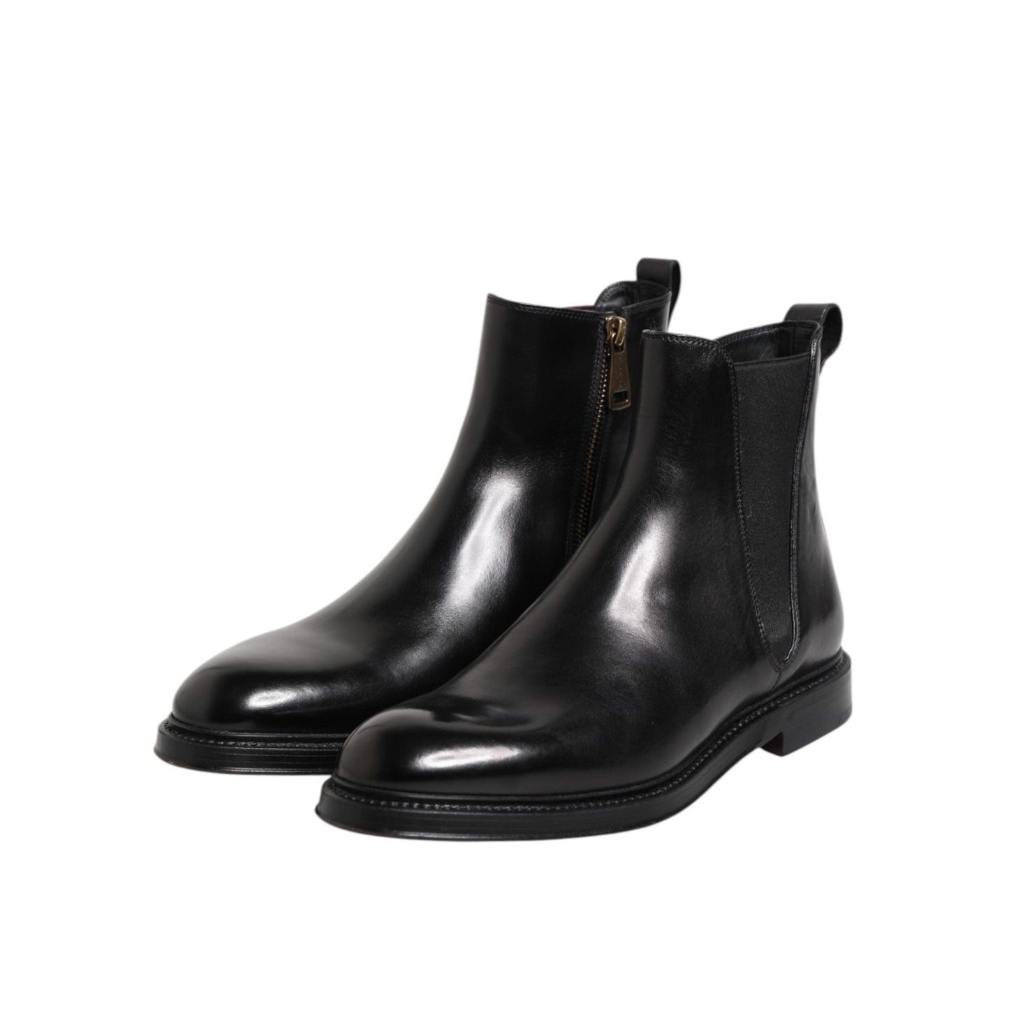Dolce & Gabbana Black Chelsea Leather Mid Calf Boots Shoes MV7676-39