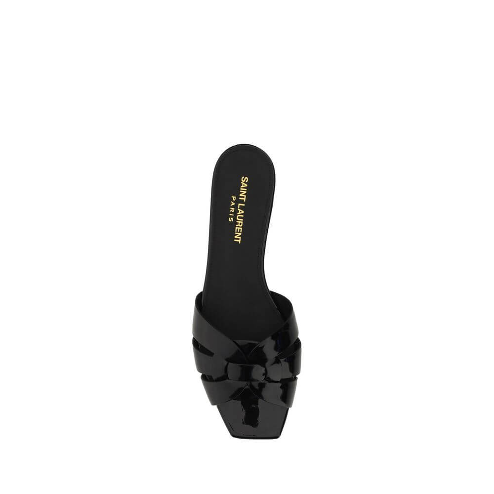 Saint Laurent Black Calf Leather Bos Taurus Sandals