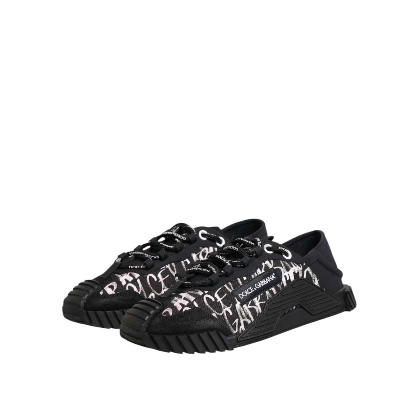 Dolce & Gabbana Black White NS1 Lace Up Low Top Sneakers Shoes MV7866-43