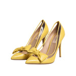 Valentino Yellow Patent Leather PVC Bow Heels Pumps Shoes