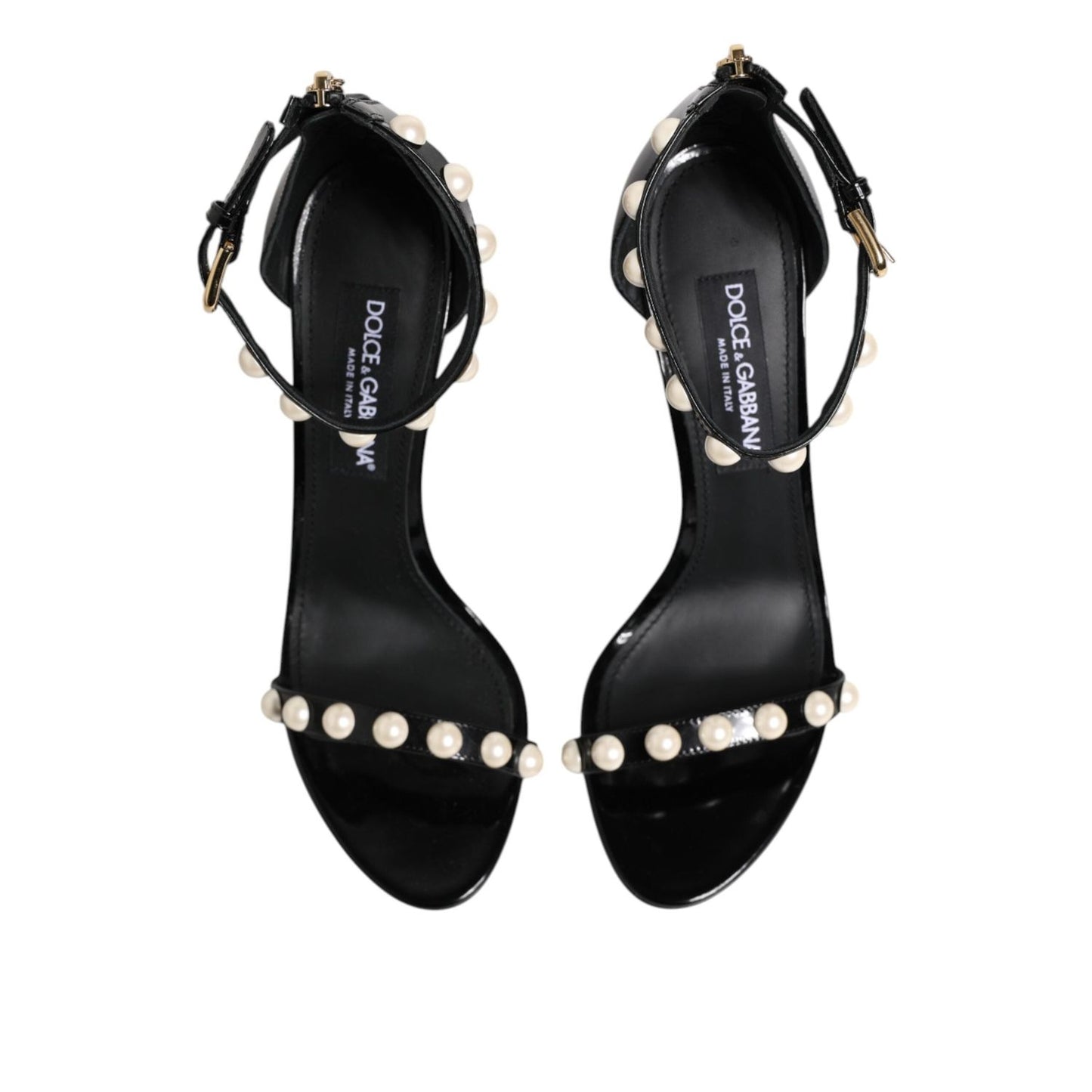 Dolce & Gabbana Black KEIRA Pearl Embellished Sandals Shoes LA11398-41