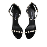 Dolce & Gabbana Black KEIRA Pearl Embellished Sandals Shoes LA11398-41