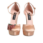 Dolce & Gabbana Pink Block Heels Ankle Strap Sandals Shoes LA11421-42