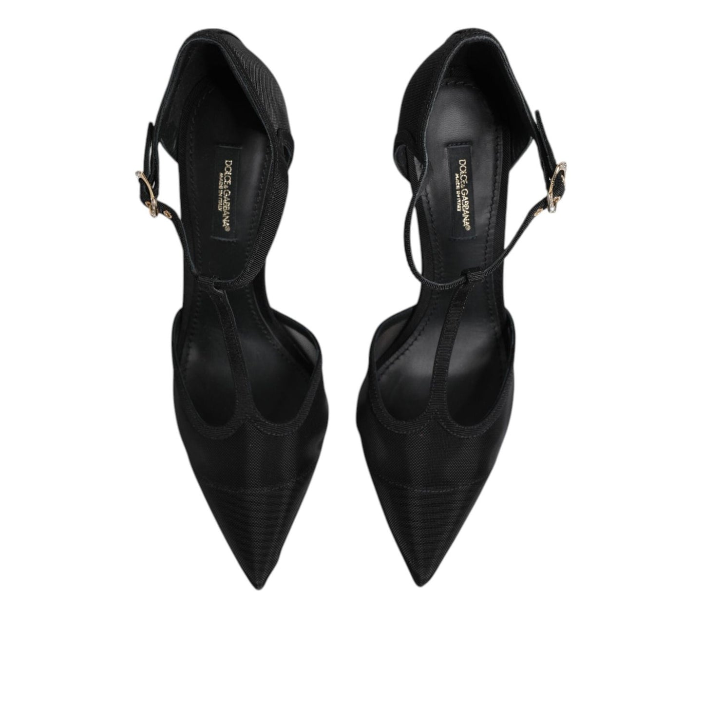 Dolce & Gabbana Black Mesh T-strap Stiletto High Heels Shoes LA11436-38