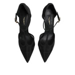 Dolce & Gabbana Black Mesh T-strap Stiletto High Heels Shoes LA11436-38