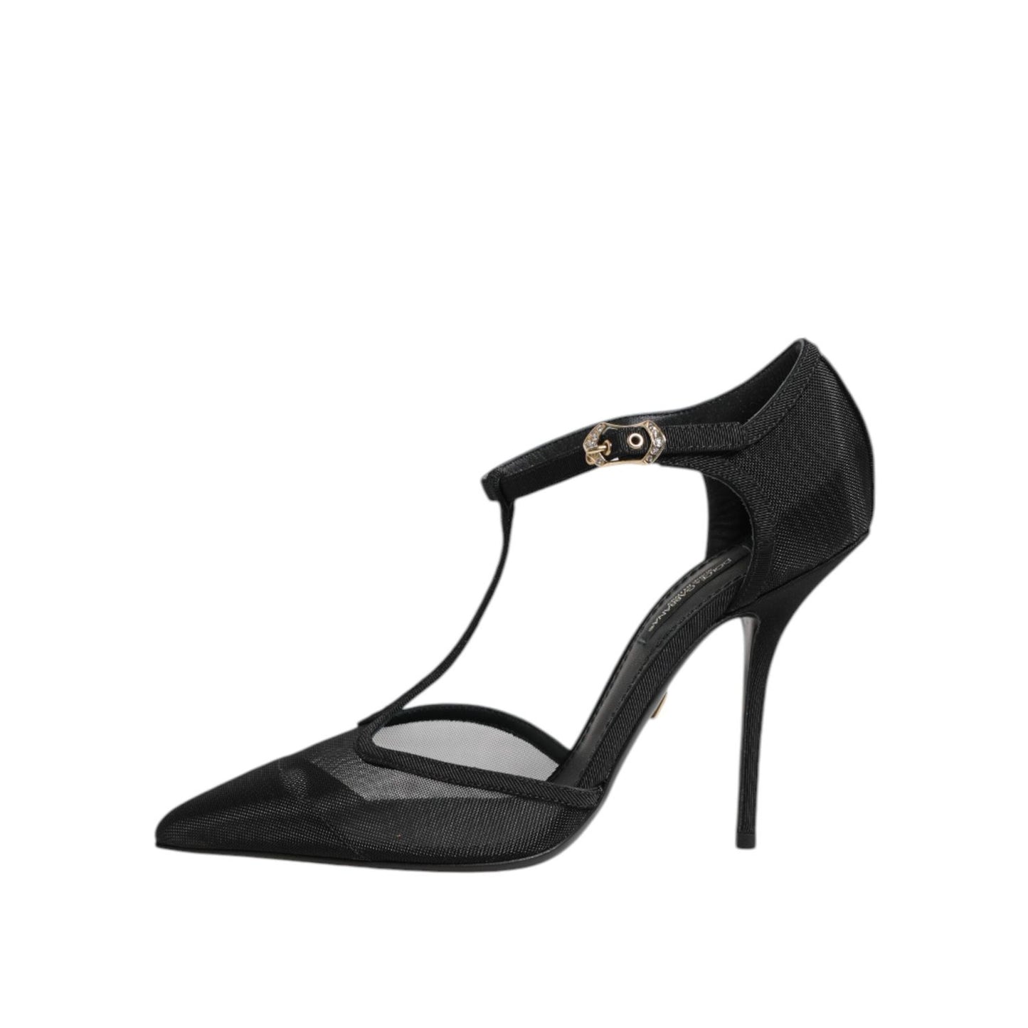 Dolce & Gabbana Black Mesh T-strap Stiletto High Heels Shoes LA11436-38