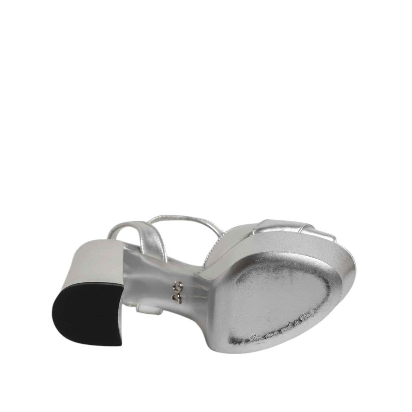 Dolce & Gabbana Silver Logo Ankle Strap Heels Sandals Shoes LA11440-37