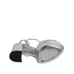 Dolce & Gabbana Silver Logo Ankle Strap Heels Sandals Shoes LA11440-37
