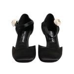 Dolce & Gabbana Black Leather Logo Ankle Strap Sandals Shoes LA11444-38.5