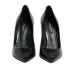 Dolce & Gabbana Black Leather Stiletto High Heels Pumps Shoes LA11452-37