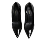 Dolce & Gabbana Black Leather Stiletto High Heels Pumps Shoes LA11452-37