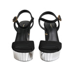 Dolce & Gabbana Black Crystal Ankle Strap Keira Sandal Shoes LA11454-41