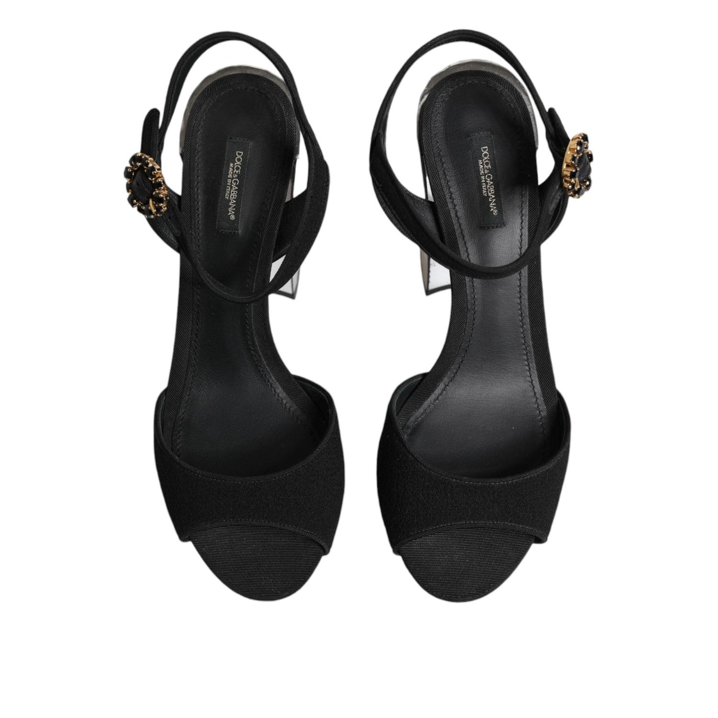 Dolce & Gabbana Black Crystal Ankle Strap Keira Sandal Shoes LA11454-41