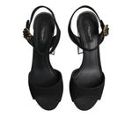 Dolce & Gabbana Black Crystal Ankle Strap Keira Sandal Shoes LA11454-41