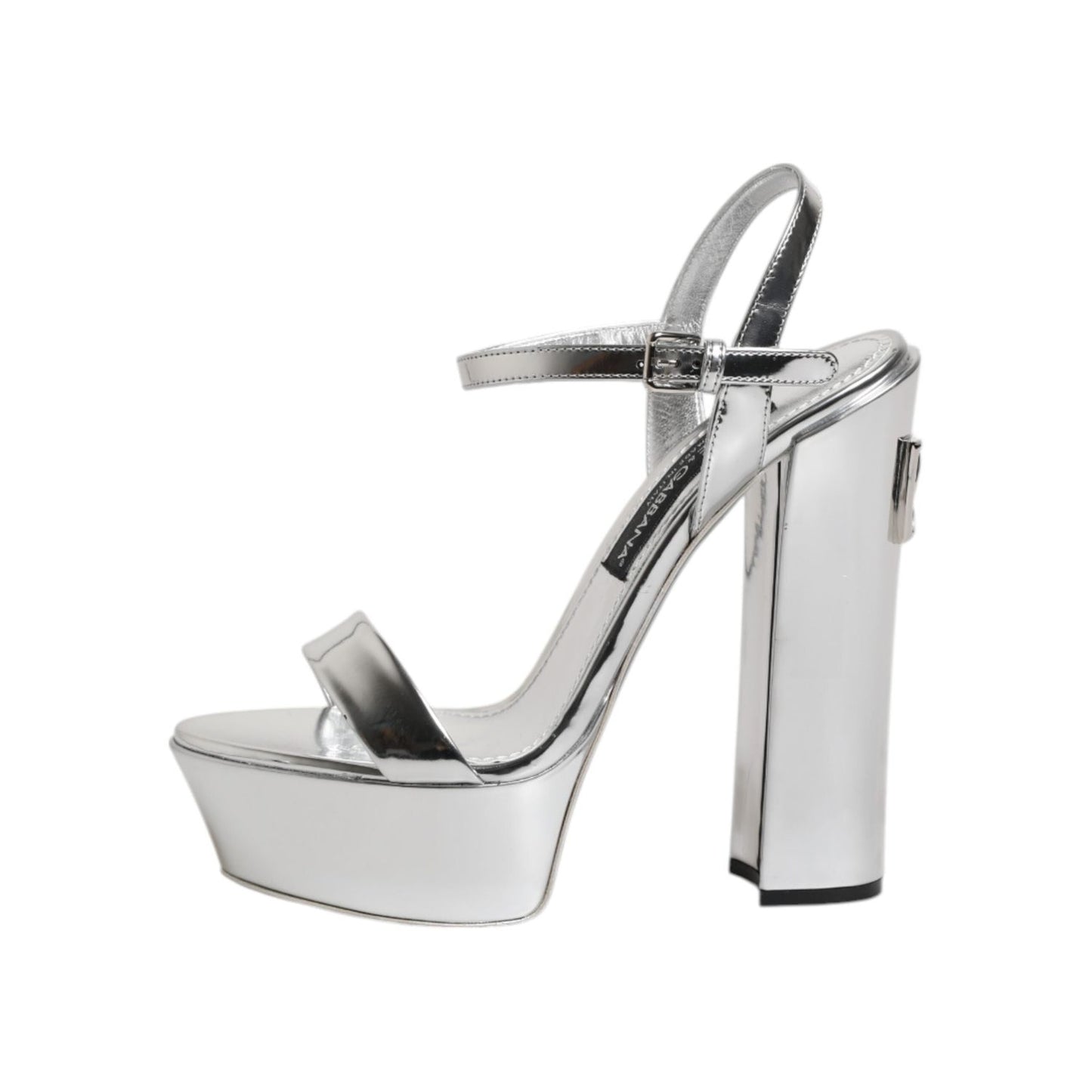 Dolce & Gabbana Silver Leather Platform Keira Sandals Shoes LA11462-39
