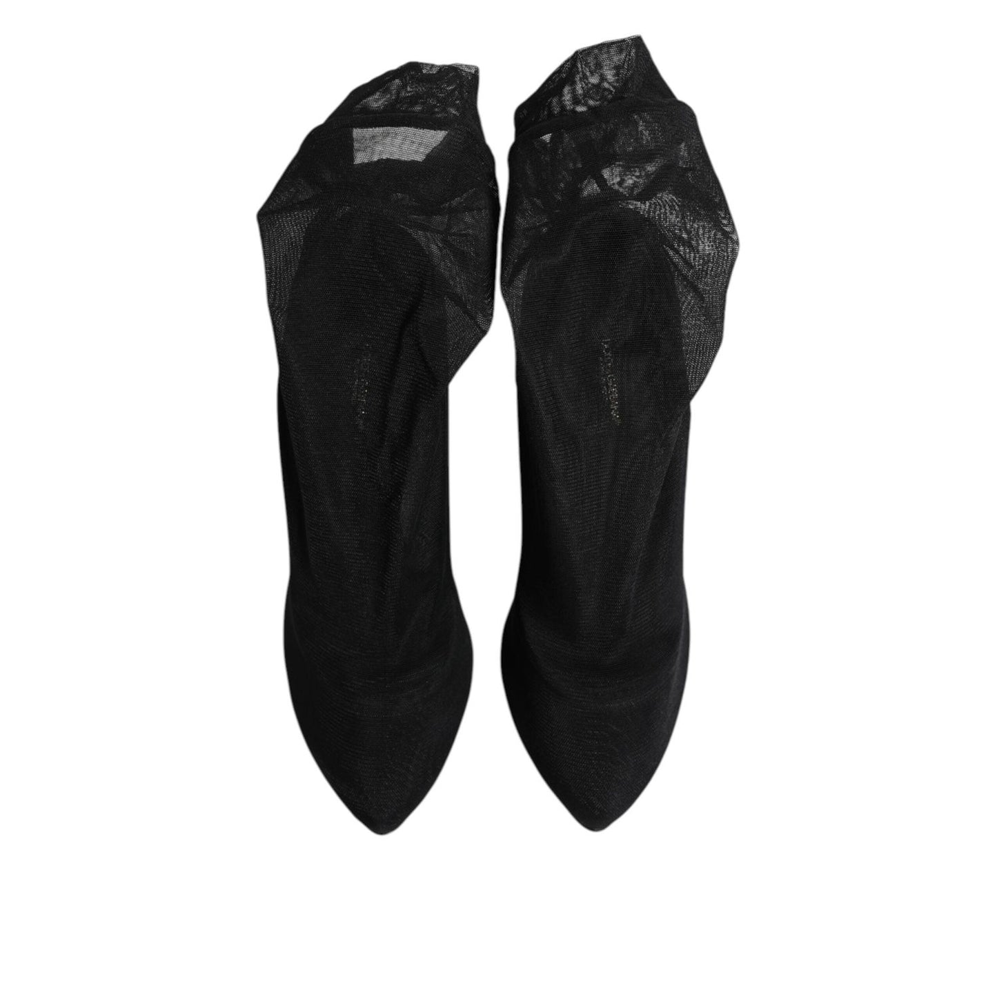 Dolce & Gabbana Black Silk Stretch Mesh Sock Boots Shoes LA11463-38