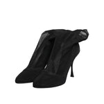 Dolce & Gabbana Black Silk Stretch Mesh Sock Boots Shoes LA11463-38