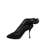 Dolce & Gabbana Black Silk Stretch Mesh Sock Boots Shoes LA11463-38