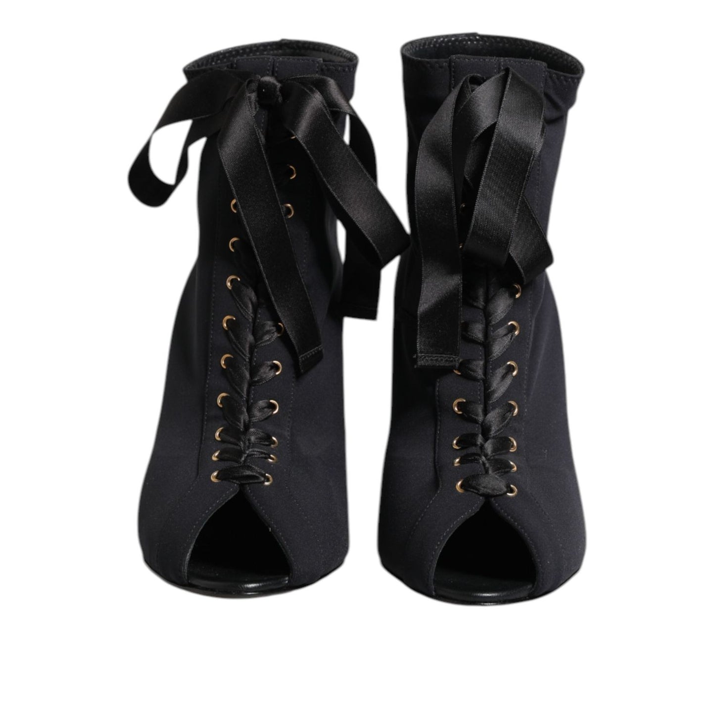 Dolce & Gabbana Black Stiletto Heels Lace Up Boots Shoes LA11464-38