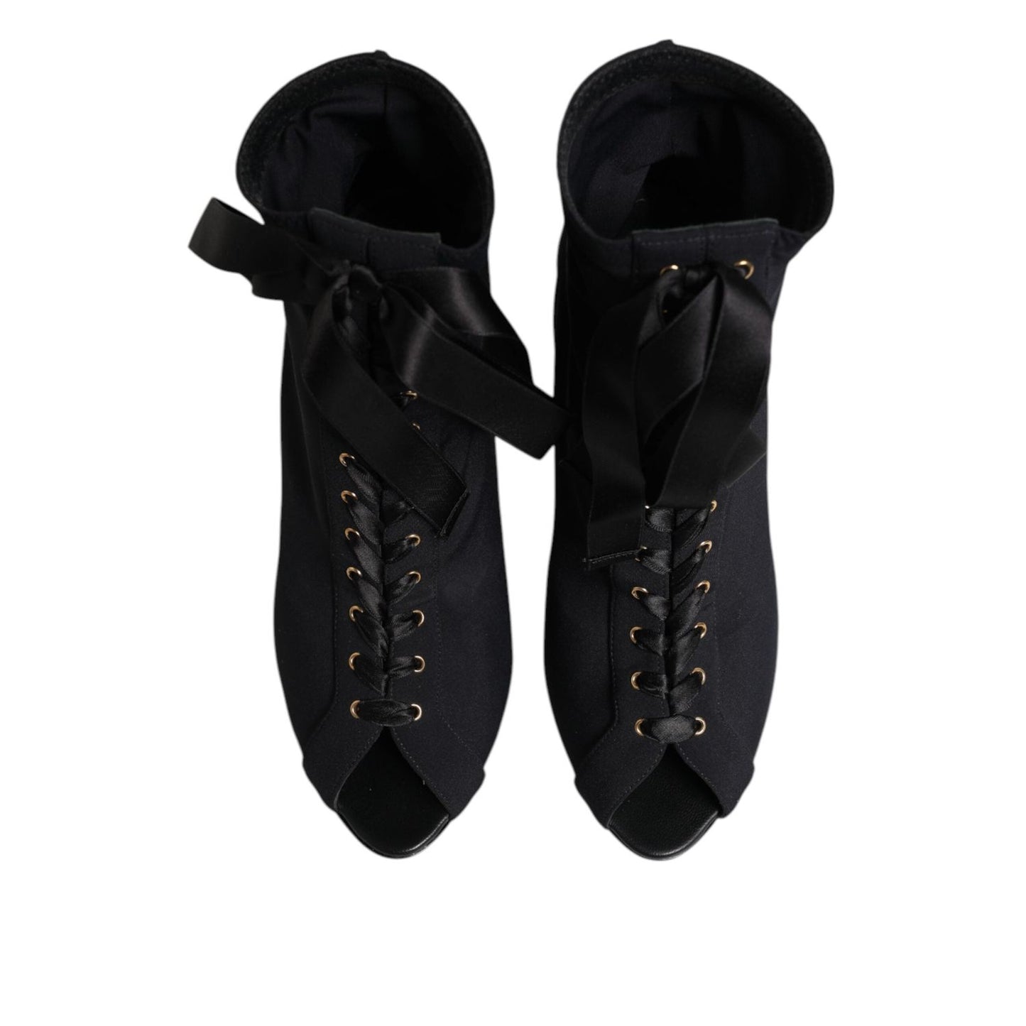 Dolce & Gabbana Black Stiletto Heels Lace Up Boots Shoes LA11464-38
